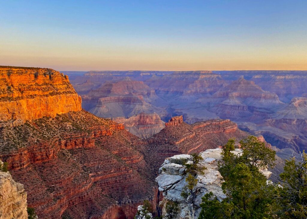 A breathtaking view of the Grand Canyon with colorful rock formations — day trips from Las Vegas