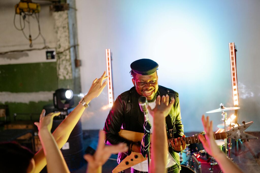 A lively local music venue featuring a band performing to an engaged audience. — off-strip activities Las Vegas