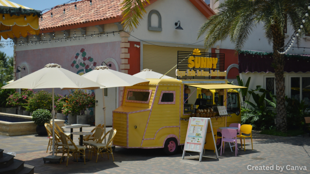 Food trucks and businesses in the center of Las Vegas