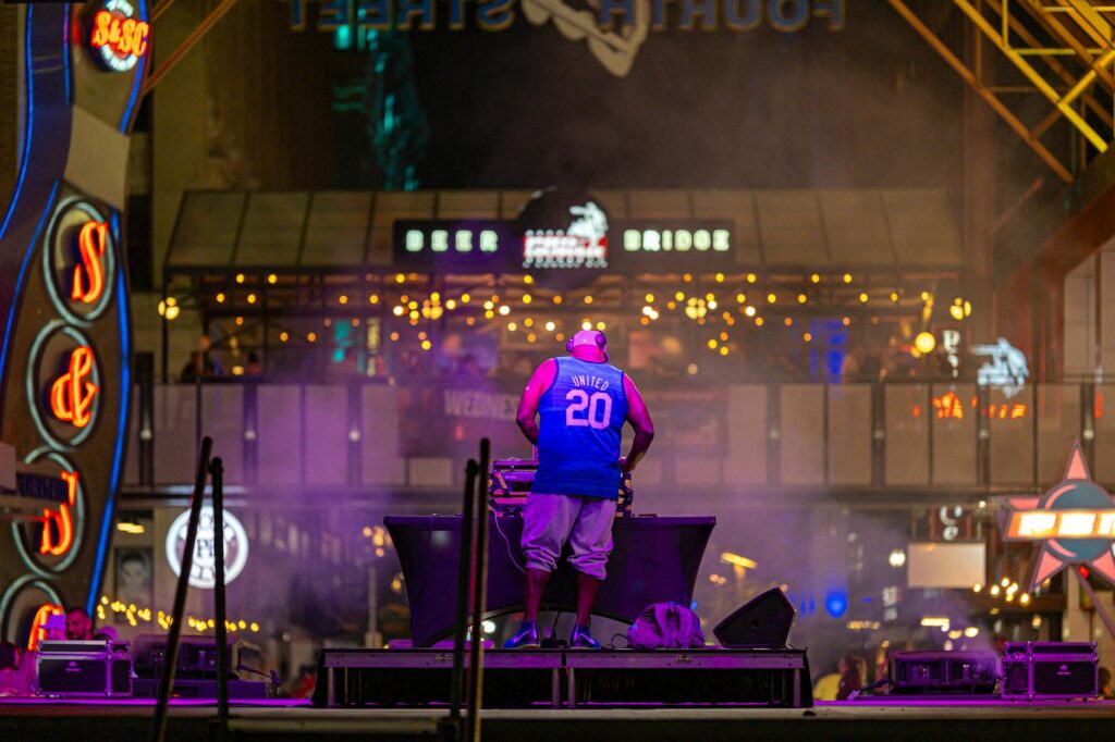 The vibrant atmosphere of a live music event at Fremont Street — Las Vegas attractions 2026