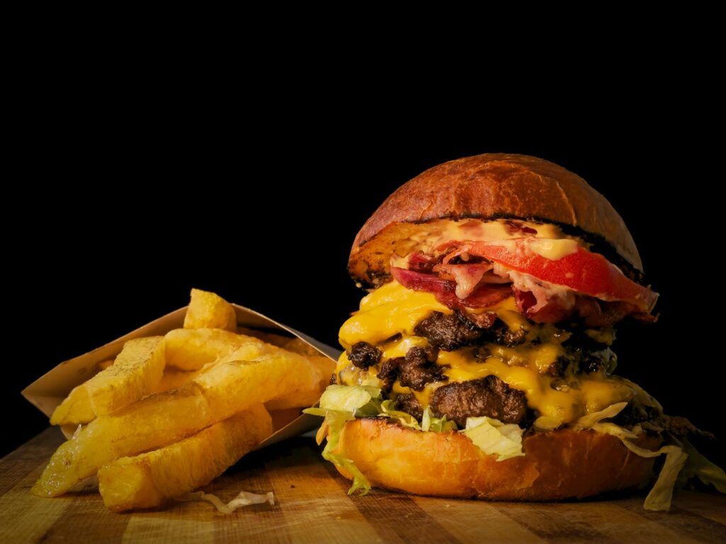 A close-up of a delicious burger and fries from a budget restaurant. — cheap eats Las Vegas