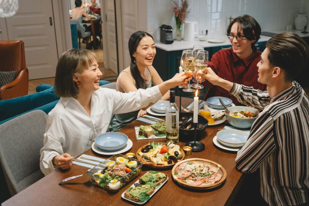 A group of friends enjoying an interactive dining experience. — unique dining in Las Vegas