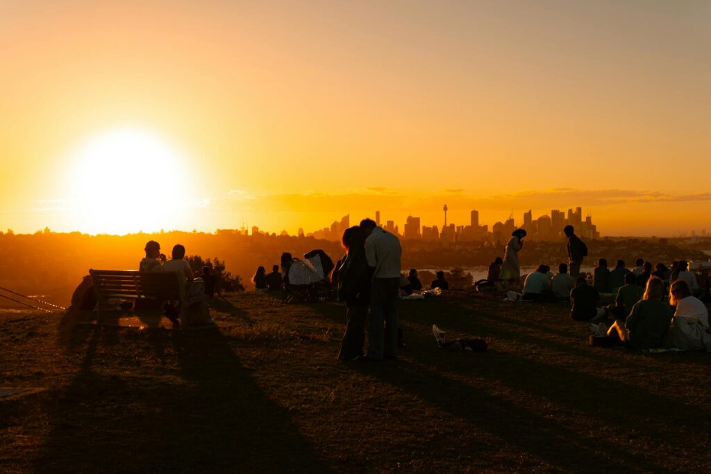 A romantic sunset view from a public viewpoint on the Strip. — free activities in Las Vegas