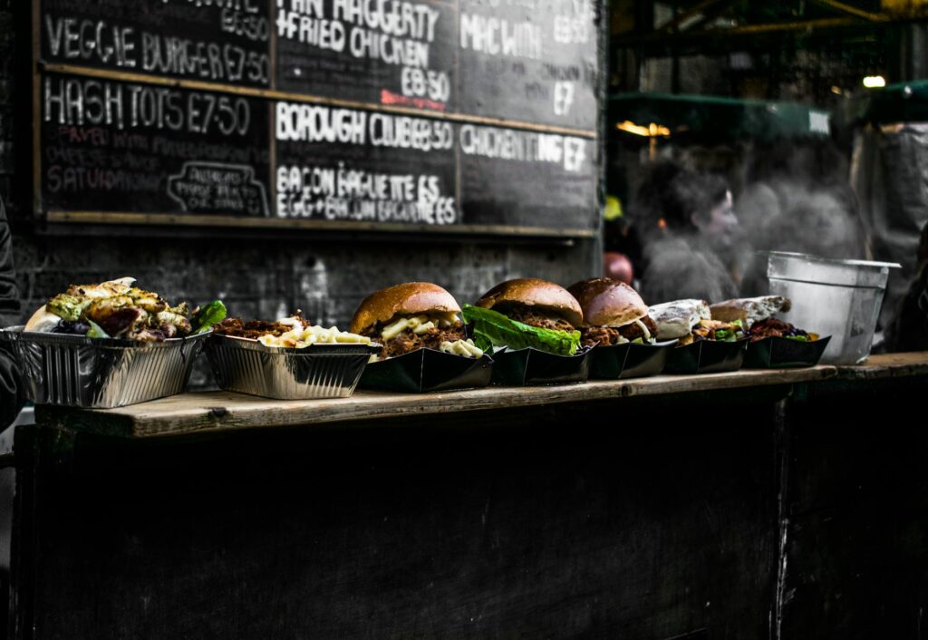 A table filled with inexpensive yet delicious food options at a local Las Vegas eatery. — best time to visit Las Vegas o…