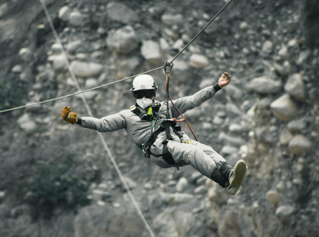 A thrilling zip line experience over the Las Vegas Strip, capturing the excitement. — outdoor activities in Las Vegas