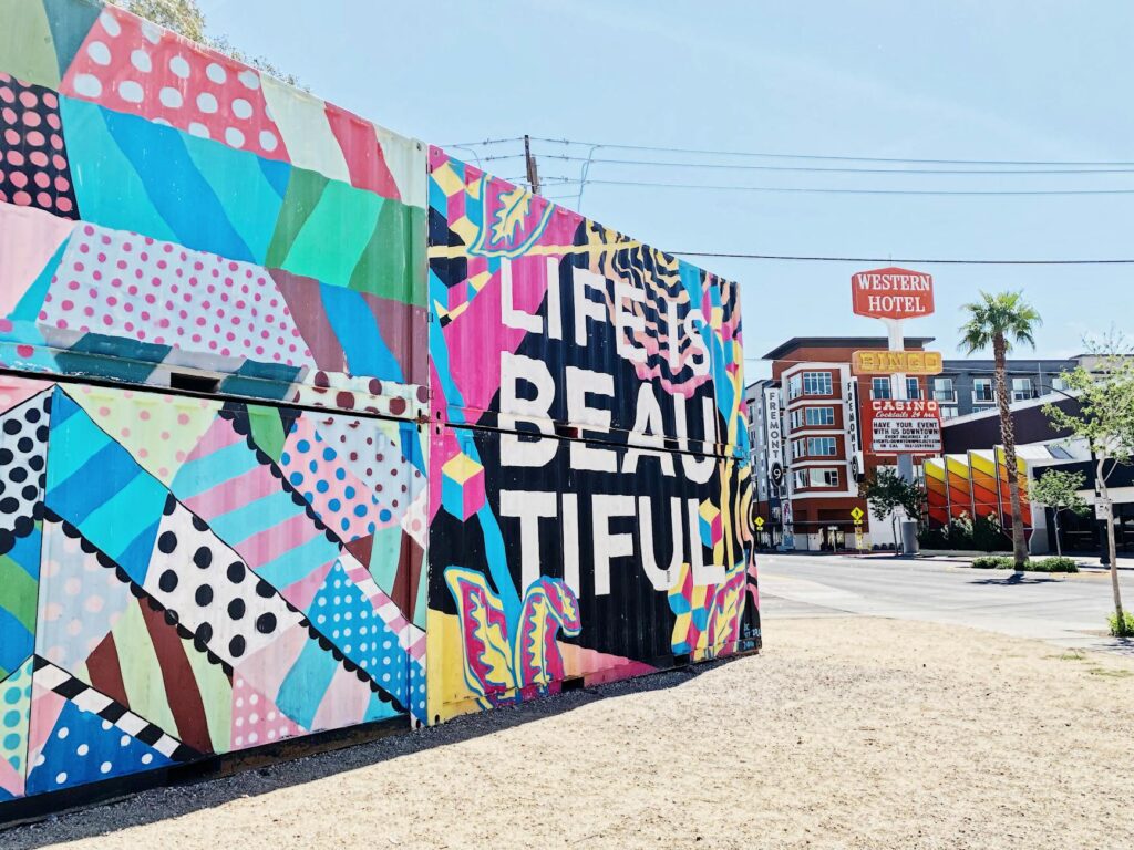A vibrant mural in a hidden art district in Las Vegas — hidden gems in Las Vegas