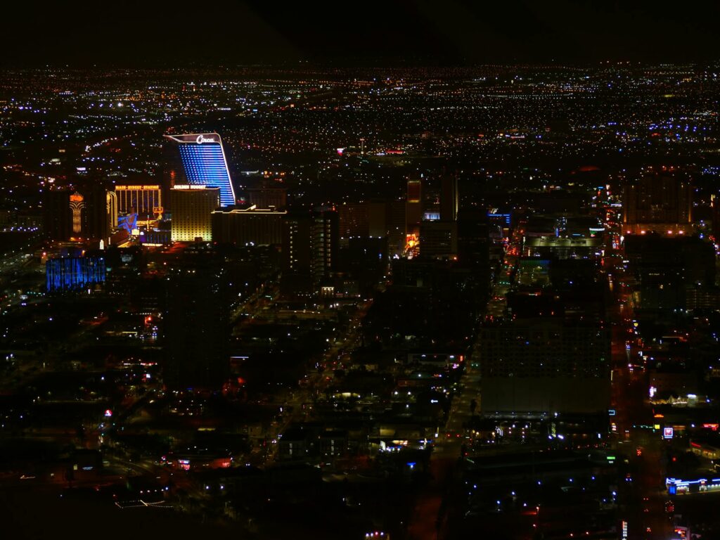 An aerial view of a Las Vegas party scene, capturing the excitement of Vegas nightlife 2026. — Las Vegas nightlife 2026