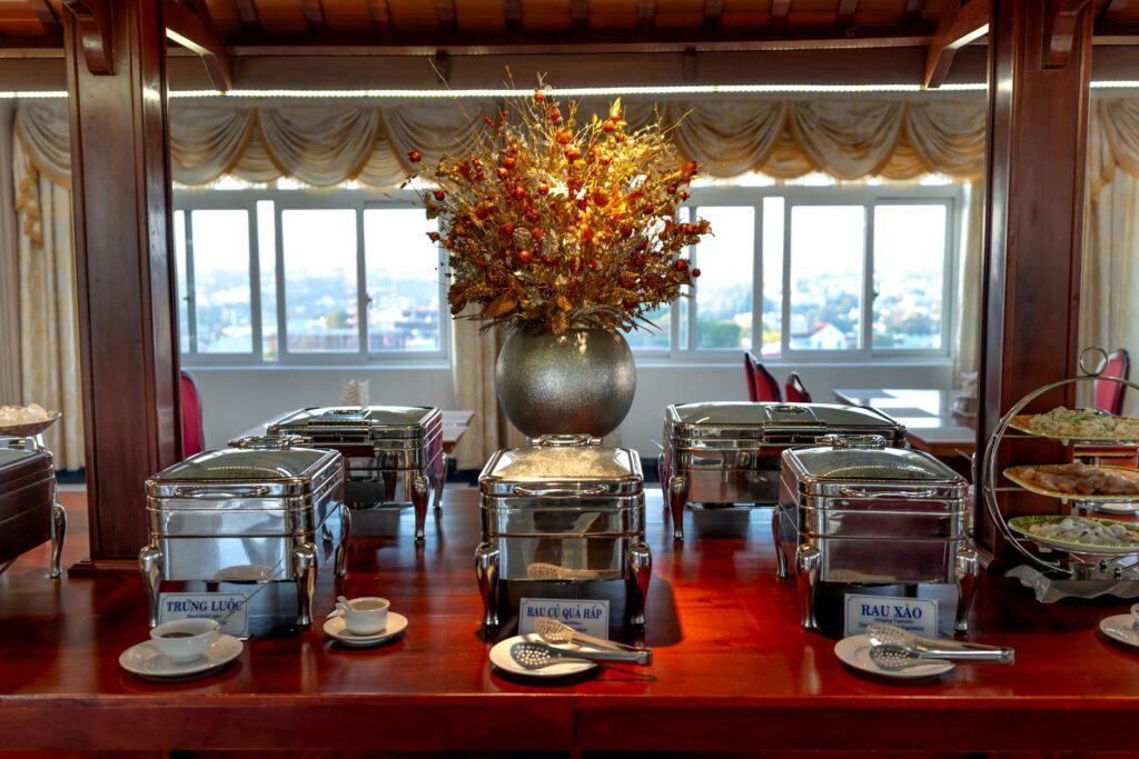 An aerial view of the Bacchanal Buffet showcasing its opulent setup. — best buffets in Las Vegas