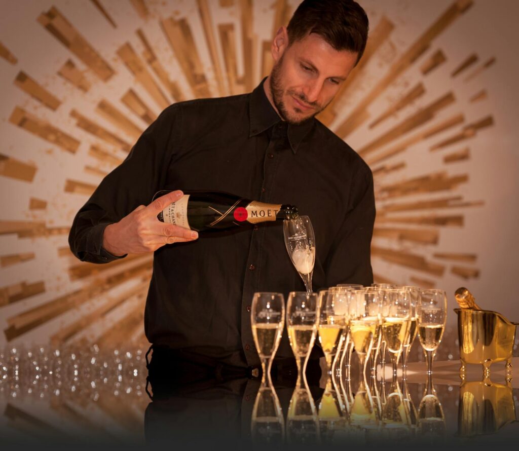 An exclusive VIP table at a popular Vegas club with bottle service. — Las Vegas nightlife tips