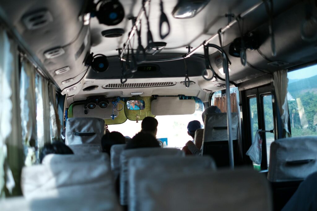 An interior shot of a Deuce bus showing passengers enjoying their ride. — transportation in Las Vegas