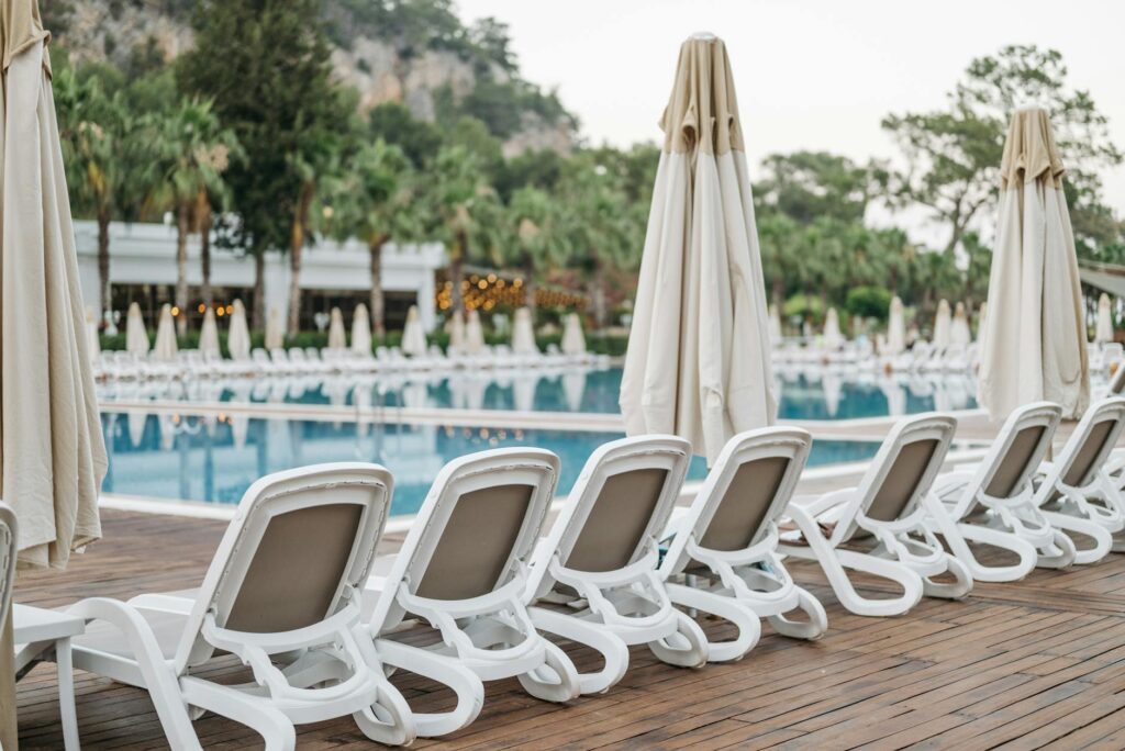 An inviting outdoor pool area at an off-strip hotel, perfect for relaxation. — budget hotels Las Vegas