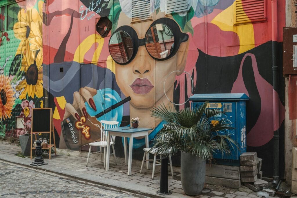 Colorful street art mural in the Arts District, perfect for social media. — Instagrammable places Las Vegas