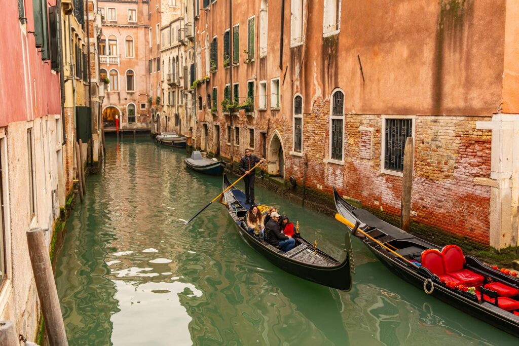 Gondolas gliding through the canals of The Venetian — Las Vegas Strip landmarks