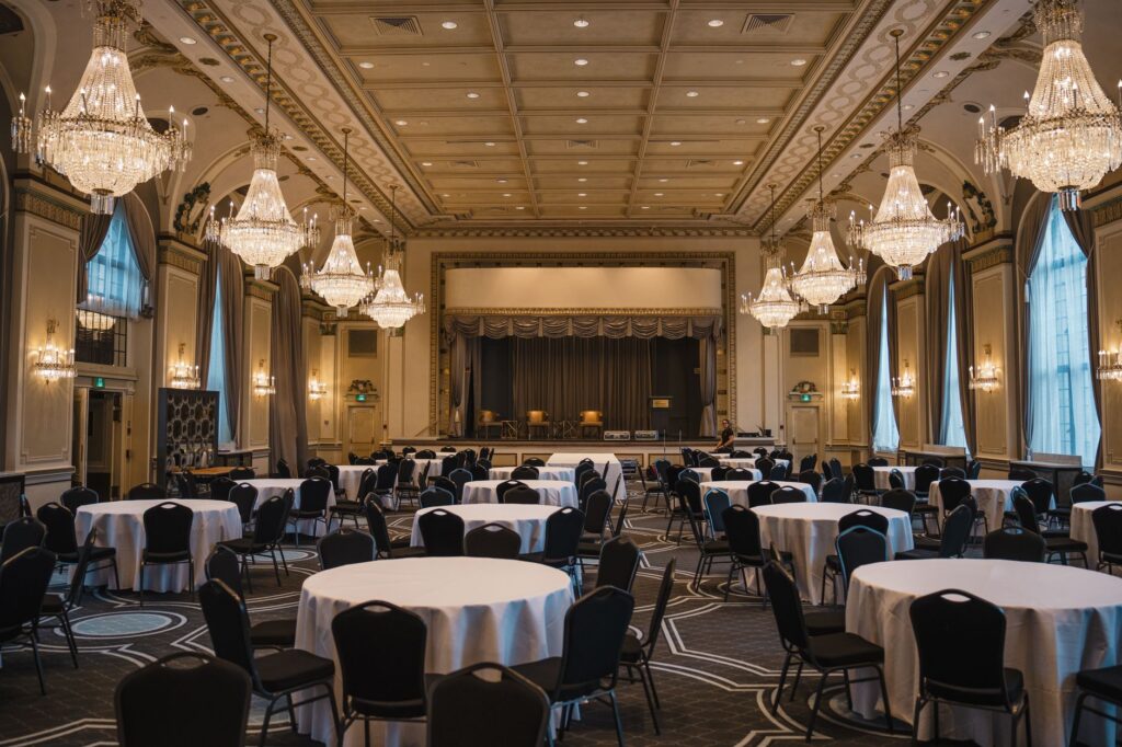 A beautiful wedding reception inside a luxurious hotel venue in Vegas. — Las Vegas wedding planning