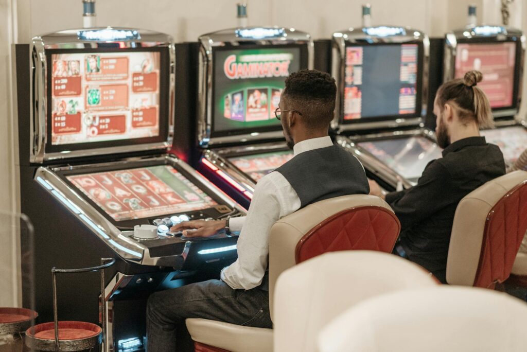 A close-up of a slot machine with a low betting limit, appealing to budget-conscious gamblers. — budget casinos Las Vegas