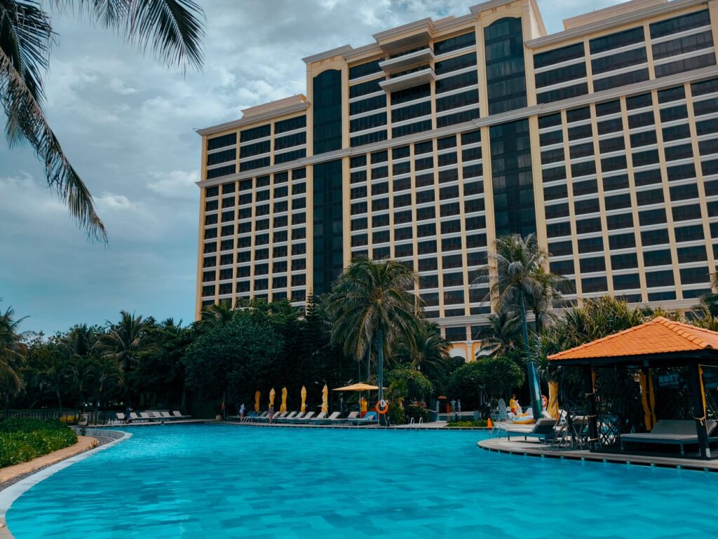 A photo of a hotel pool area that might be included in resort fees. — las vegas resort fees