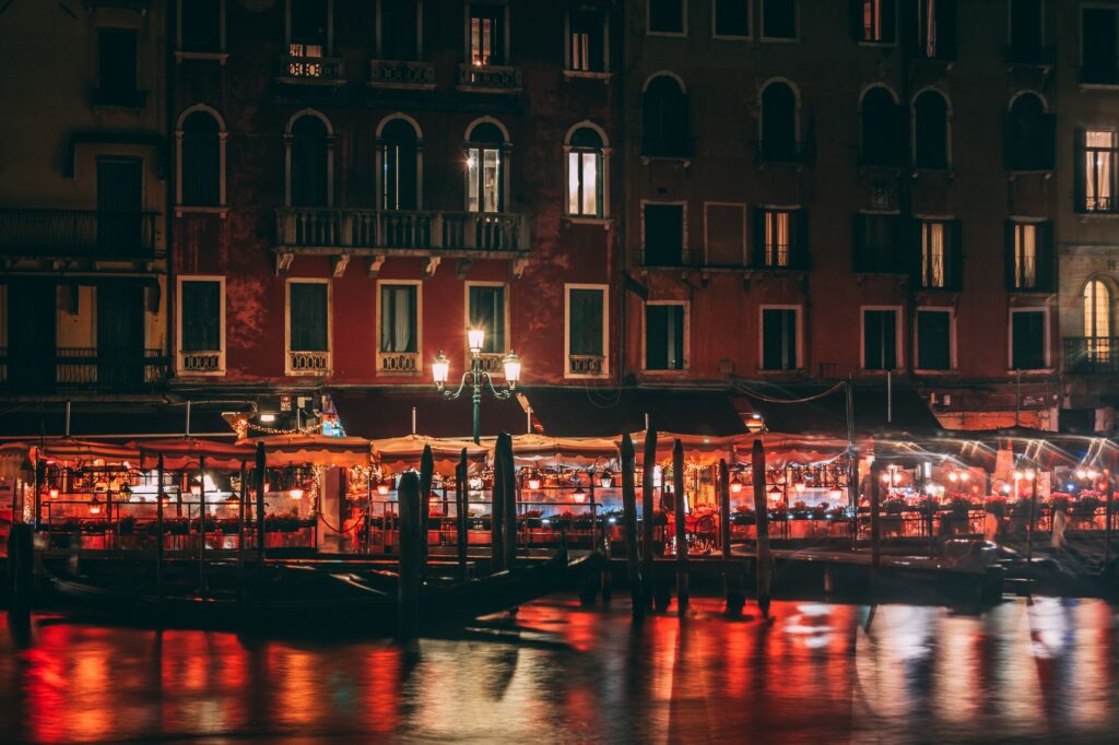 A romantic gondola ride at The Venetian under the moonlight. — las vegas at night