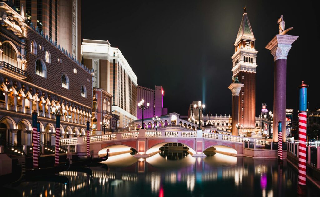 A scenic view of Las Vegas Strip illuminated at night. — Vegas bachelor party planning