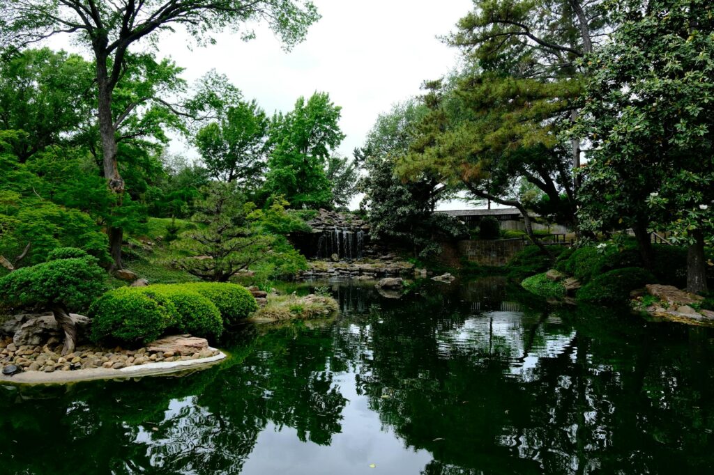 A serene park in Las Vegas, featuring lush greenery and a small pond, perfect for a relaxing afternoon. — hidden gems La…