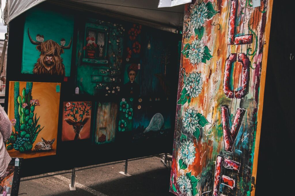A vibrant local art gallery showcasing works by Vegas artists — off-strip attractions Las Vegas
