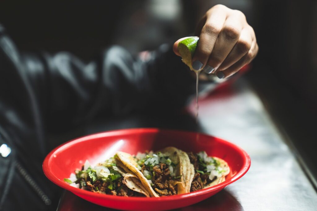 A vibrant plate of tacos from a popular affordable Mexican restaurant in Las Vegas. — affordable restaurants Las Vegas