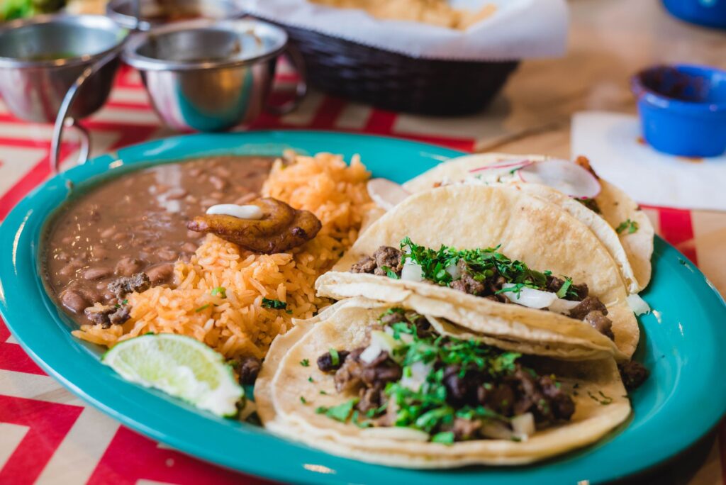 A vibrant plate of tacos from a popular budget restaurant in Las Vegas — affordable restaurants in Las Vegas