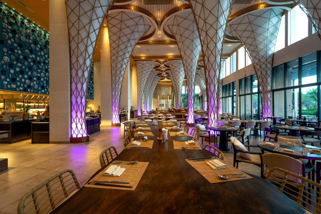 An elegant dining setup at e by José Andrés showcasing a unique ambiance — unique restaurants Las Vegas