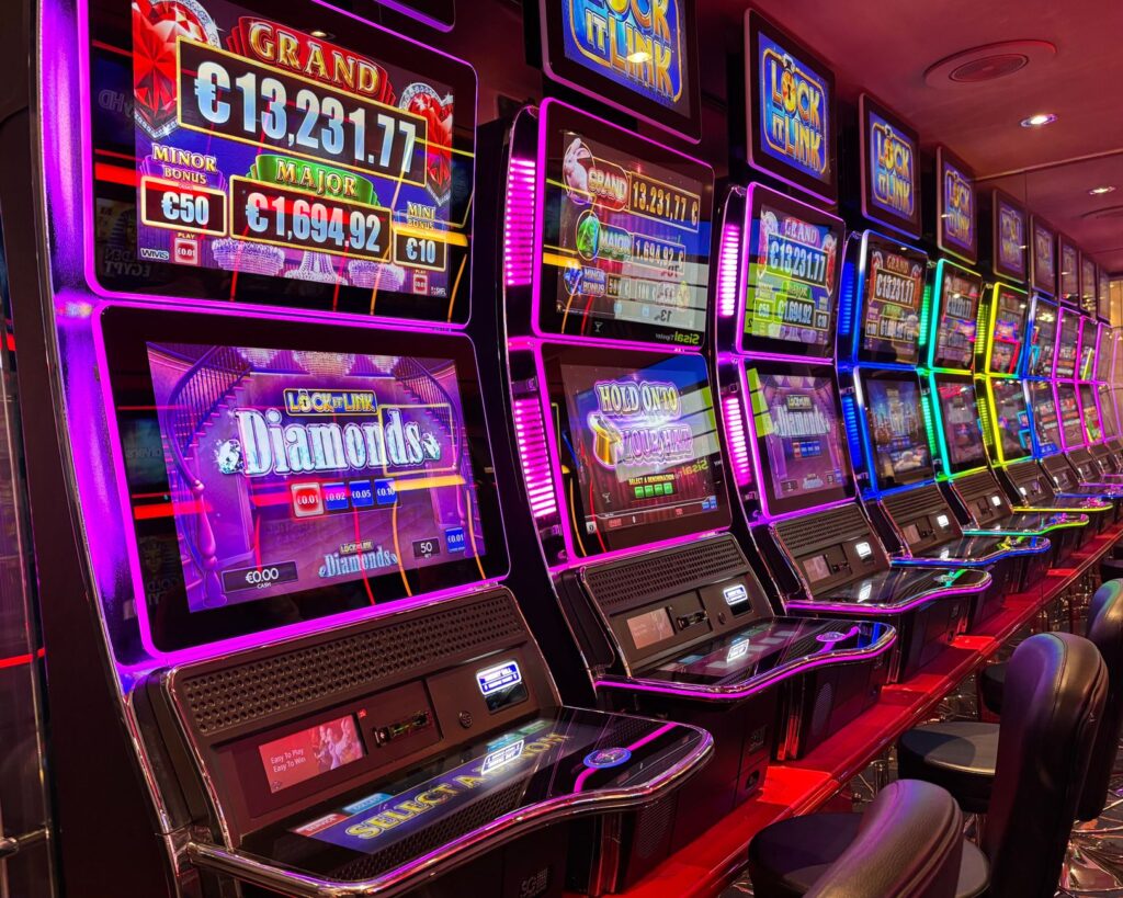 An interior shot of a vibrant casino floor, highlighting the excitement of gaming. — first time in las vegas