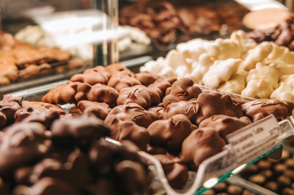 An inviting chocolate display at the Ethel M Chocolate Factory. — hidden gems Las Vegas