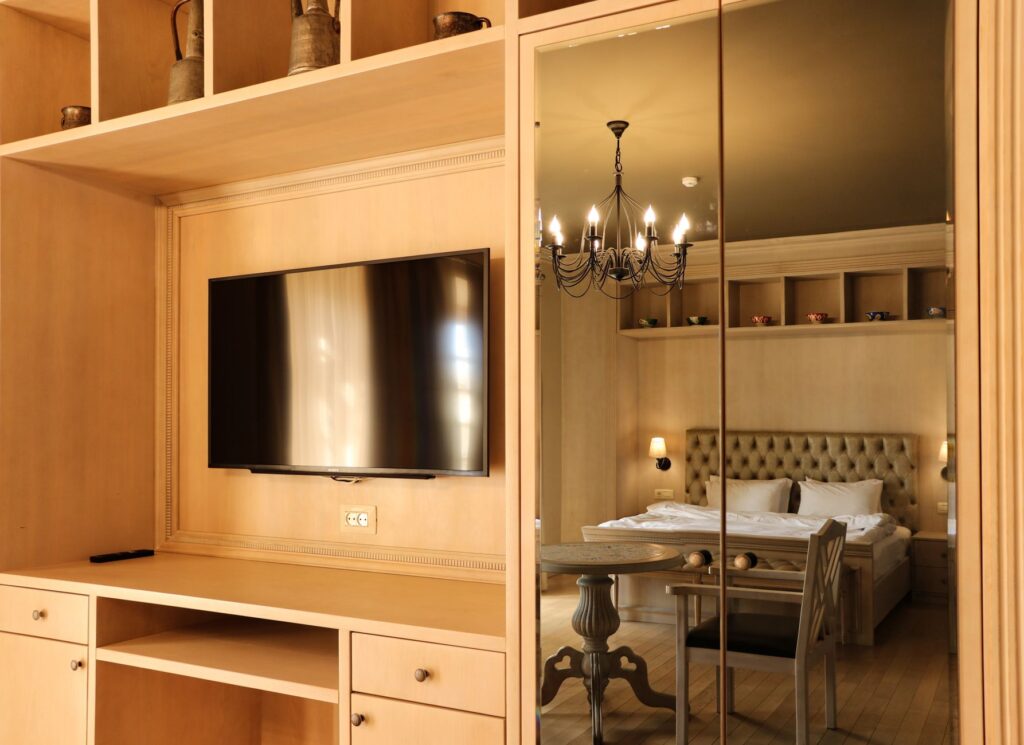 Interior room shot from Excalibur Hotel showcasing comfortable amenities — budget hotels Las Vegas