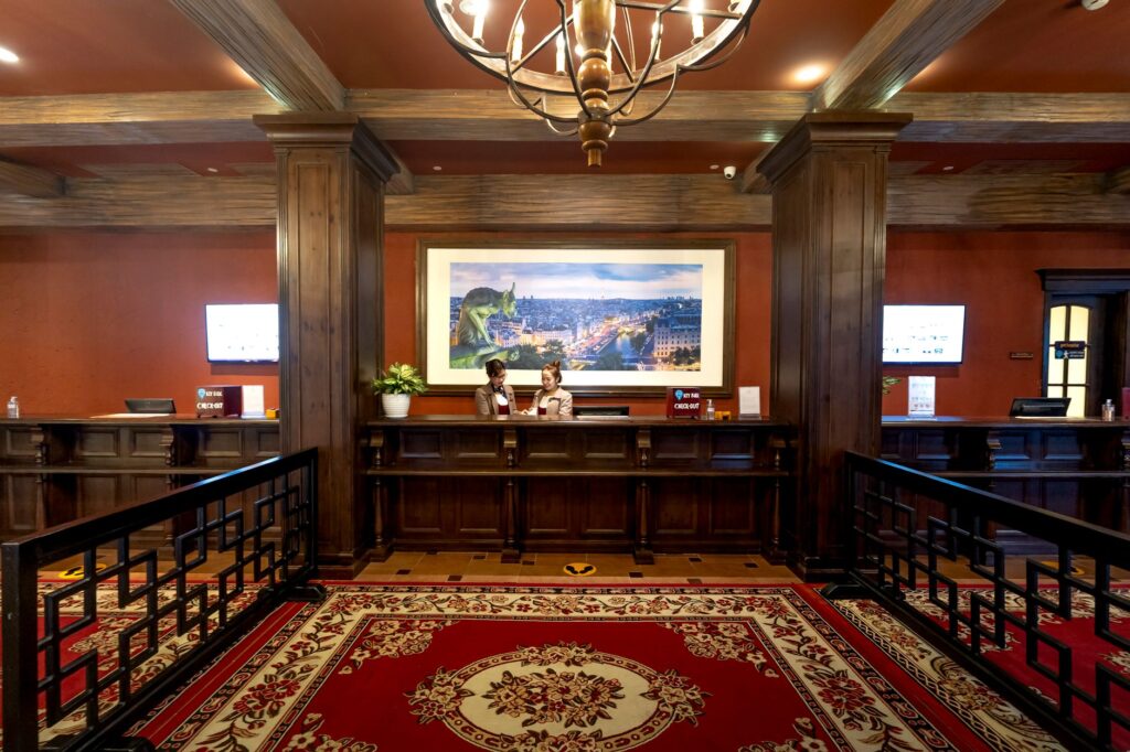 A cozy family-friendly hotel lobby in Downtown Las Vegas with welcoming decor. — where to stay in las vegas