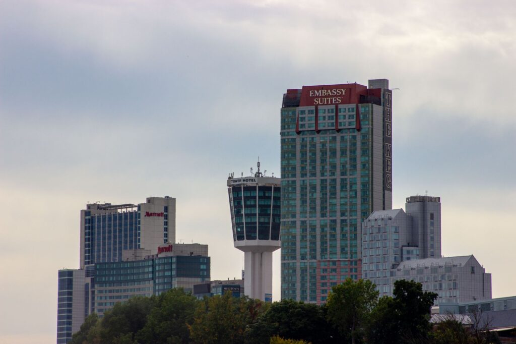 A scenic view from the observation deck of The STRAT Hotel. — affordable hotels in Las Vegas