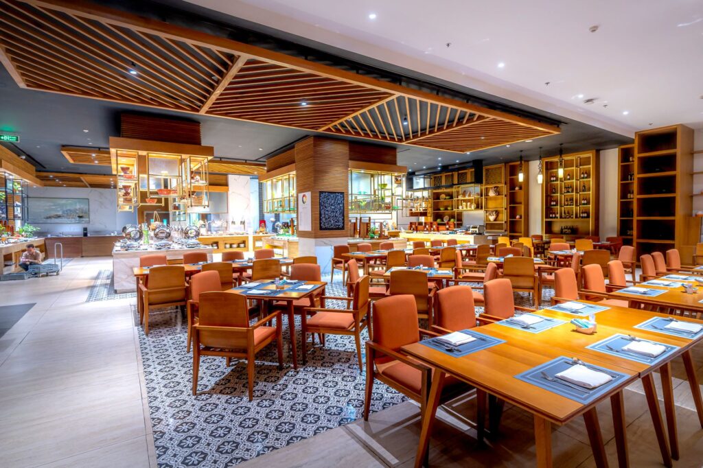 An elegant dining setting showcasing a buffet layout featuring the best buffets in Las Vegas