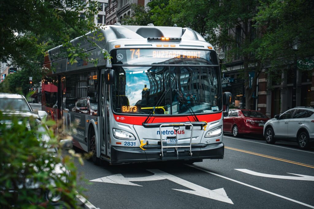An image of a local bus or monorail, illustrating transportation options in Vegas. — las vegas travel hacks