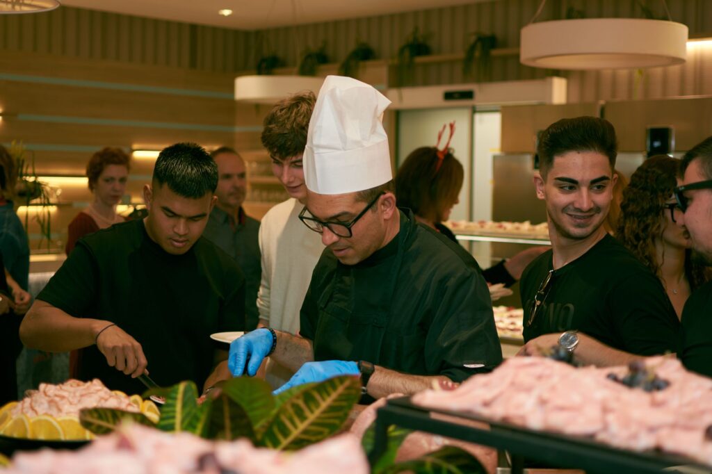 Guests enjoying their meals at The Cosmopolitan Buffet, highlighting the modern atmosphere. — best buffets in Las Vegas