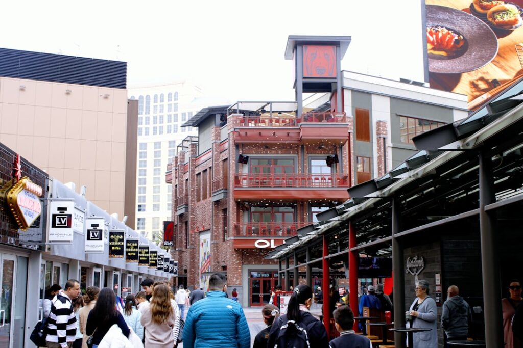 A bustling food market showcasing diverse cuisines on the Strip. — dining Las Vegas Strip