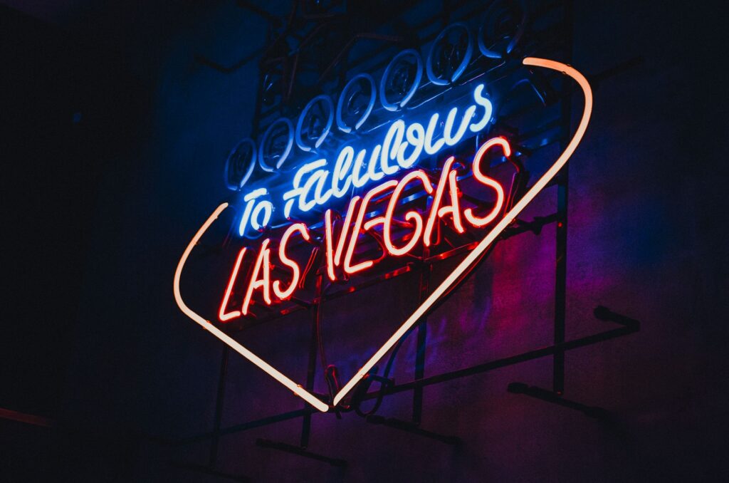 A calendar graphic displaying key events and festivals in Las Vegas throughout the year, highlighting the best times to visit Las Vegas.