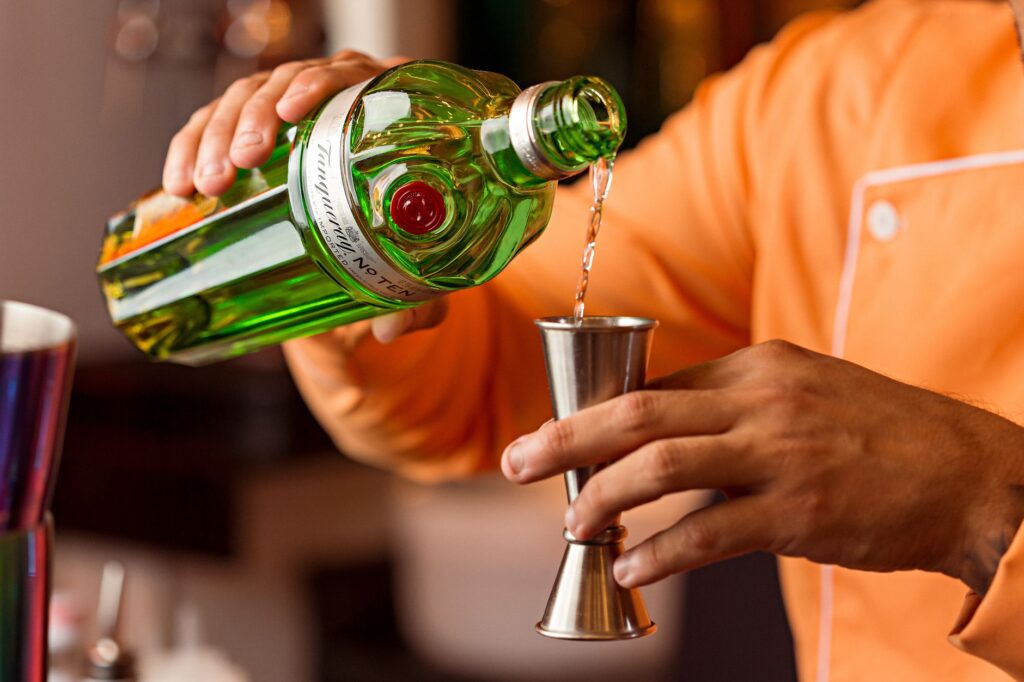 A close-up of a cocktail being prepared at a casino bar. — free drinks Las Vegas gambling