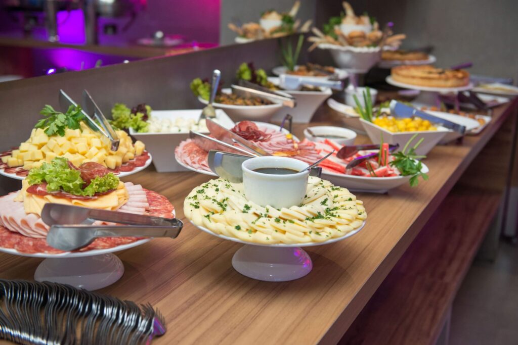 A colorful buffet spread at a family-friendly restaurant in Vegas. — family activities Las Vegas