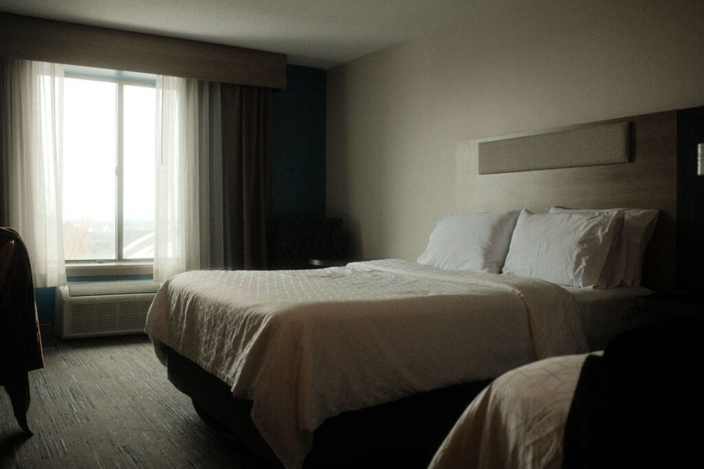 A cozy and clean hotel room showcasing affordable lodging options — budget hotels Las Vegas