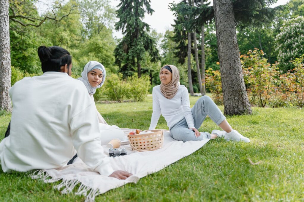 A family enjoying an outdoor picnic at Springs Preserve in Las Vegas. — family-friendly activities Las Vegas