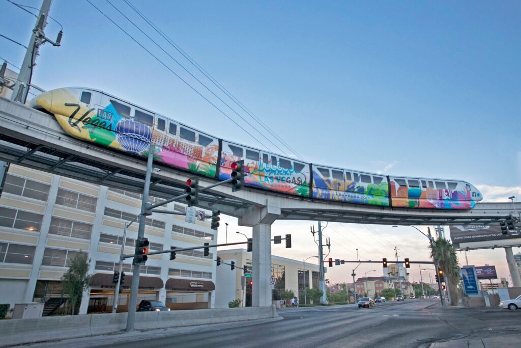 A map of the Las Vegas Monorail showing its route and stops. — Las Vegas transportation guide