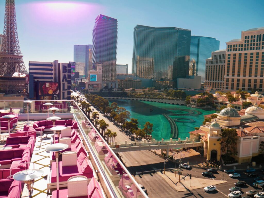 A rooftop lounge with a stunning view of the Las Vegas Strip at night — Las Vegas nightlife guide