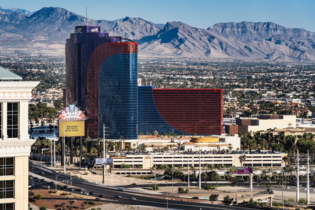 A scenic view of the Las Vegas skyline from a less-traveled viewpoint, showcasing the contrast between the Strip and off t…