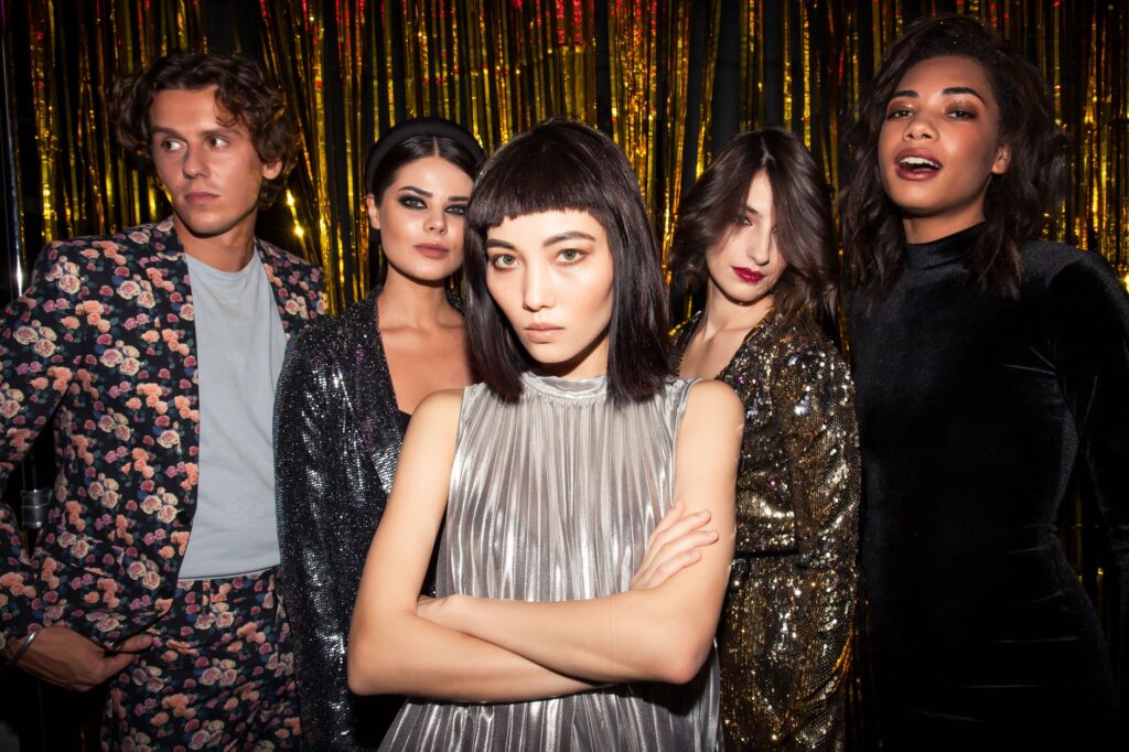 A stylish group of friends dressed for a night out in Las Vegas. — Las Vegas nightlife guide 2026