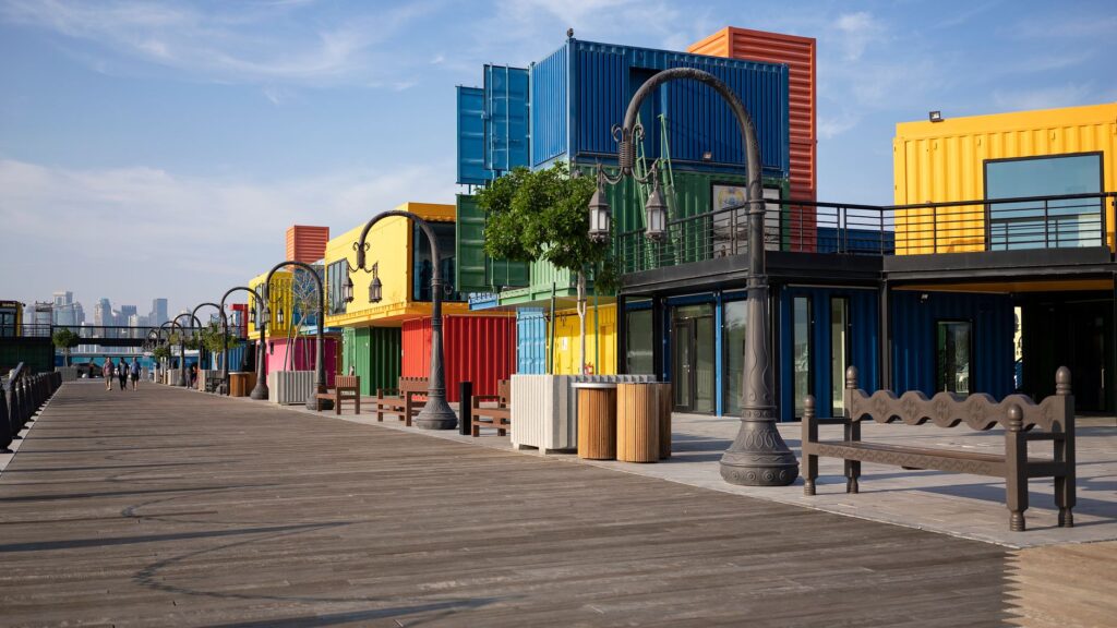 A vibrant shot of the Container Park, highlighting its eclectic shops and art. — hidden gems in Las Vegas