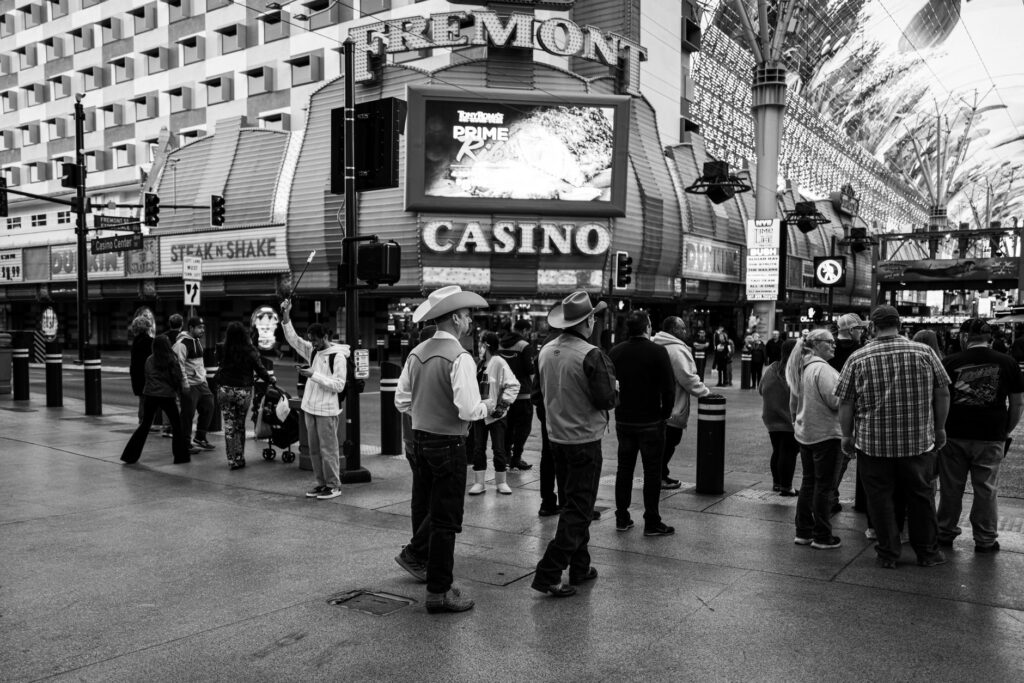 An aerial view of Fremont Street Experience with its iconic LED canopy and bustling crowd. — free attractions in Las Vegas