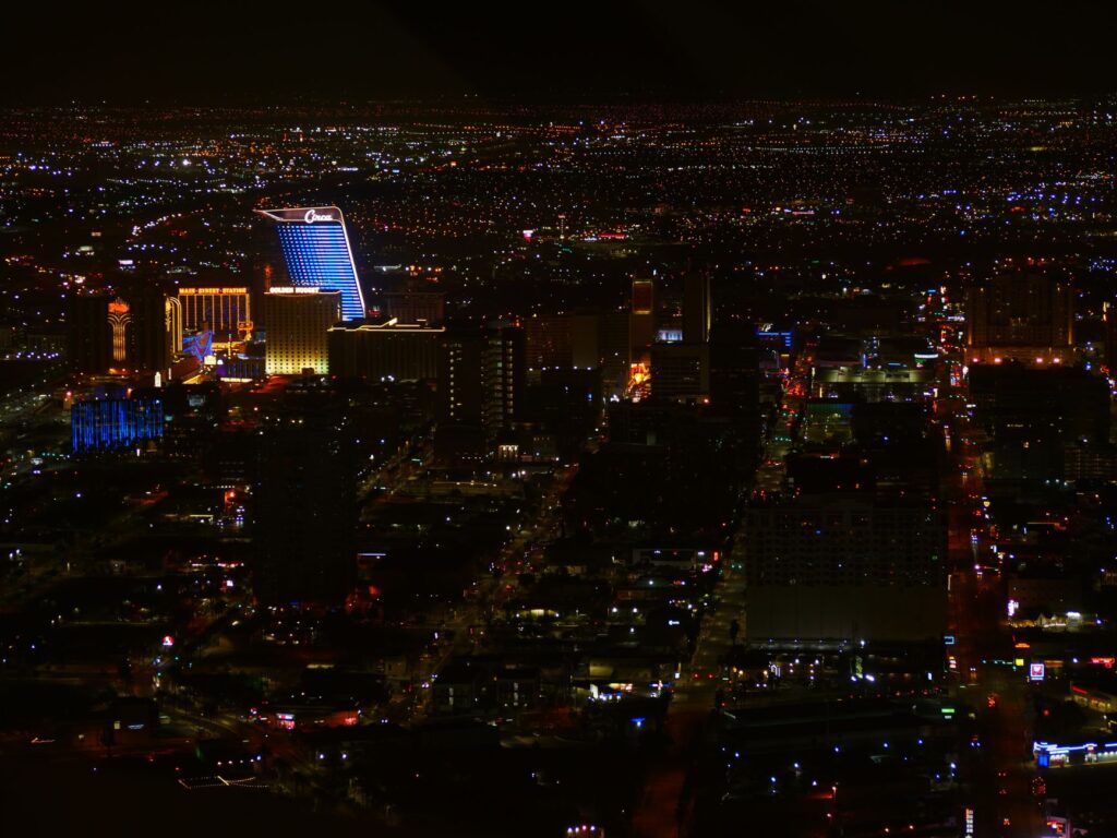 An aerial view of Las Vegas, highlighting the differences in seasonal landscapes. — best time to visit Las Vegas