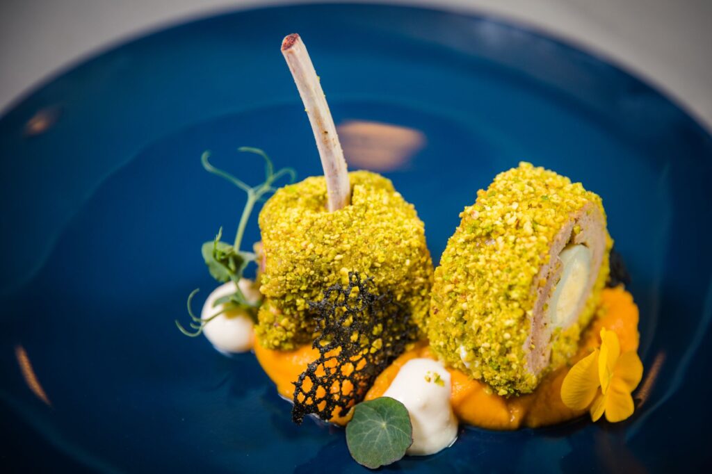 An elegant plate of gourmet food served at a celebrity chef's restaurant on the Strip. — best restaurants Las Vegas Strip
