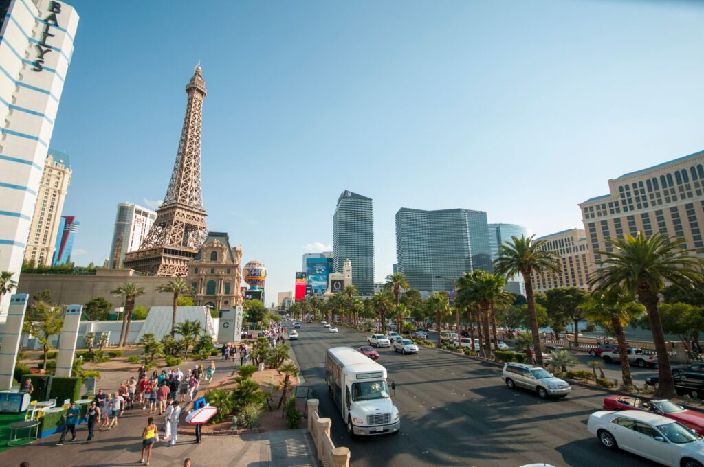 An image of a bustling Las Vegas event, illustrating the difference in crowd sizes between peak and off-peak times. — be…